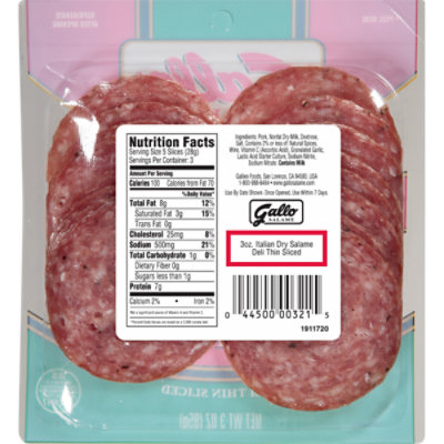 Gallo Salame Deli Thin Sliced Italian Dry Salame - 3 Oz - Image 2