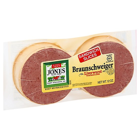 Jones Dairy Farm Braunschweiger With Bacon Added Sandwich Slices - 12 Oz