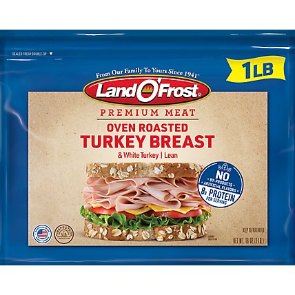 Land O Frost Premium Turkey Breast & White Turkey Lean Oven Roasted - 16 Oz - Image 2