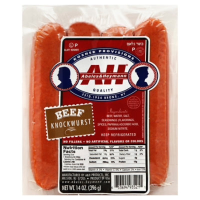 A&H Kosher Beef Hot Dogs, 7 count, 14 oz