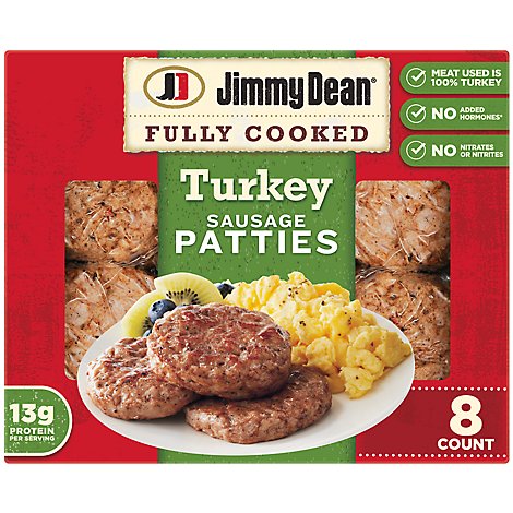 Jimmy Dean Fully Cooked Turkey Sausage Patties 8 Count - 9.6 Oz