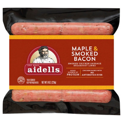 Aidells Smoked Chicken Sausage Breakfast Links Maple Smoked Bacon 10 Count - 8 Oz - Image 1