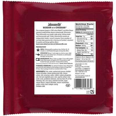 Johnsonville Smoked Beddar With Cheddar Sausage 6 Links - 14 oz - Image 2