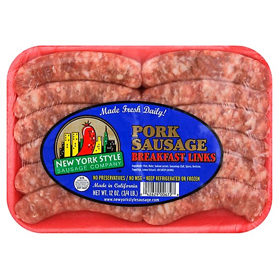 New York Style Sausage Company Pork Sausage Breakfast Links - 12 Oz