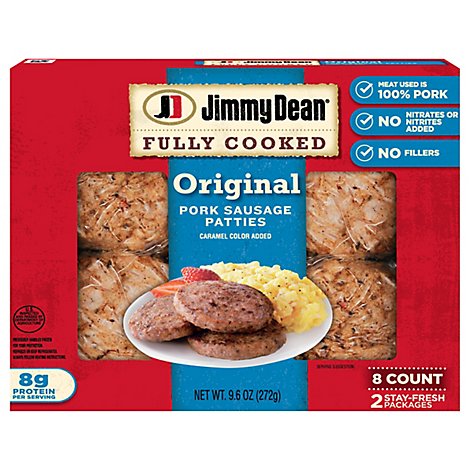 Jimmy Dean Fully Cooked Original Pork Sausage Patties 8 Count - 9.6 Oz