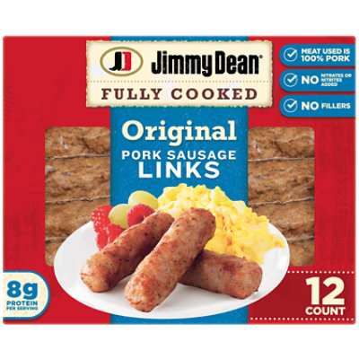 Jimmy Dean Fully Cooked Original Pork Sausage Links 12 Count - 9.6 Oz - Image 1