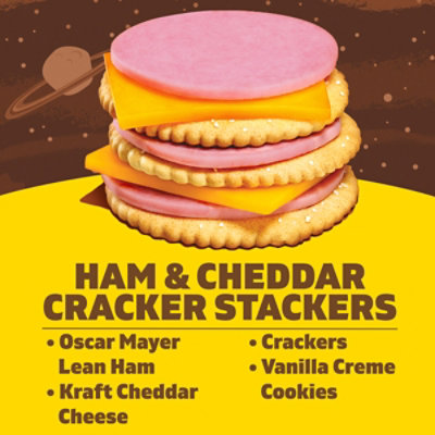 Lunchables Ham & Cheddar Cheese Cracker Stackers Snack Kit with Vanilla Cookies Tray - 3.5 Oz - Image 2