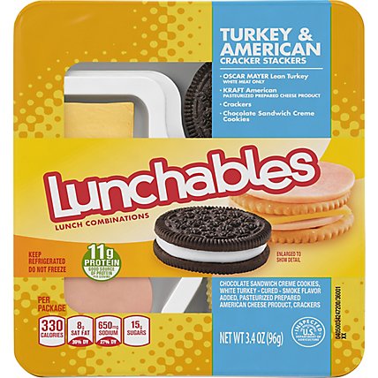 Lunchables Turkey & American Cheese Cracker Stackers Snack Kit with Cookies Tray - 3.4 Oz - Image 2