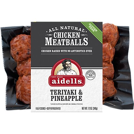 Aidells Chicken Meatballs Teriyaki & Pineapple - 12 Oz