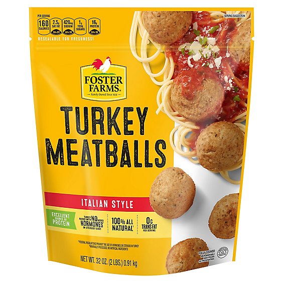 Foster Farms Turkey Meatballs Italian Style - 32 Oz