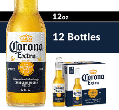Corona Extra Mexican Lager Beer 4.6% ABV In Bottles - 12-12 Fl. Oz.