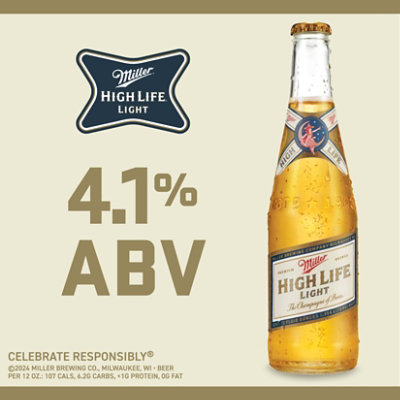 Miller High Life Light Beer American Style Light Lager 4.1% ABV Bottles - 12-12 Fl. Oz. - Image 2