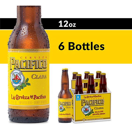 Pacifico Clara  4.4% ABV Lager Mexican Beer Bottle - 6-12 Fl. Oz.