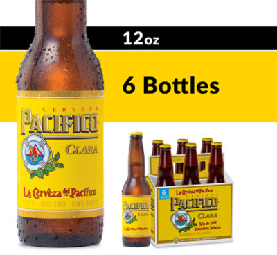 Pacifico Clara Lager Mexican Beer 4.4% ABV Bottles - 6-12 Fl. Oz.