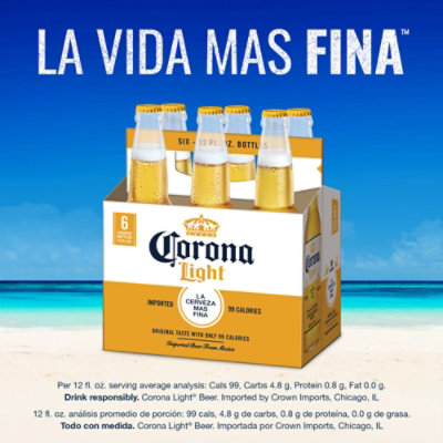 Corona Light Mexican Lager Light Beer 4.0% ABV Bottle - 6-12 Fl. Oz. - Image 3