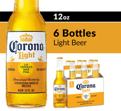 Corona Light Mexican Lager Beer 4.6% ABV Bottles - 6-12 Fl. Oz.
