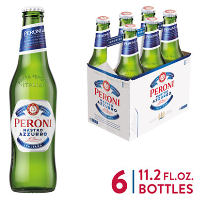 Peroni Nastro Azzurro Pale Lager Beer 5% ABV Bottles - 6-12 Fl. Oz. - Image 1