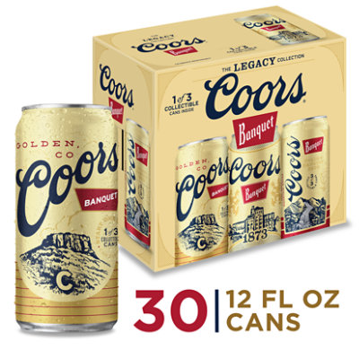 Coors Banquet American Style Lager Beer 5% ABV Cans - 30-12 Fl. Oz. - Image 1