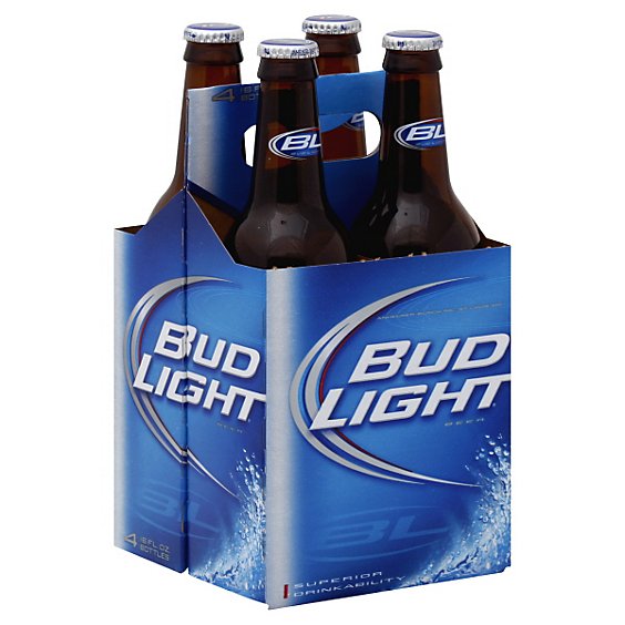 Bud Light Beer Bottles Wide Mouth - 4-16 Fl. Oz.