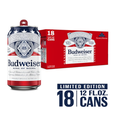 Budweiser American Lager Beer in Cans - 18 - 12 Fl. Oz. - Image 1