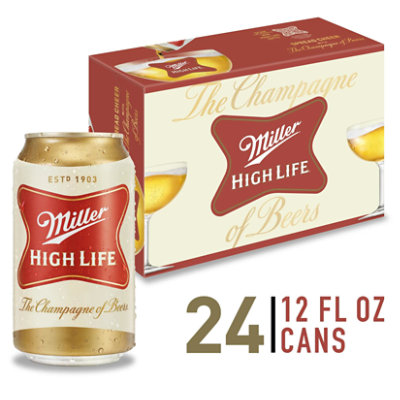 Miller High Life Beer American Style Lager 4.6% ABV Cans - 24-12 Fl. Oz.
