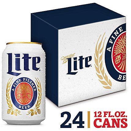 Miller Lite Beer American Style Light Lager 4.2% ABV Cans - 24-12 Fl. Oz. - Image 1