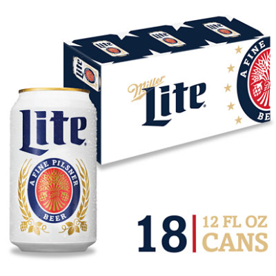 Miller Lite Beer American Style Light Lager 4.2% ABV Cans - 18-12 Fl. Oz.