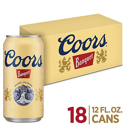 Coors Banquet Lager Beer 5% ABV Cans - 18-12 Oz - Image 1