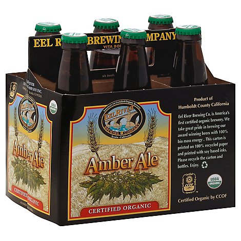 EEL River Organic Amber Ale Beer Bottles - 6-12 Fl. Oz.