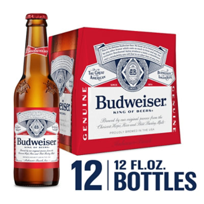 Budweiser American Lager Beer in Bottles - 12 - 12 Fl. Oz. - Image 1