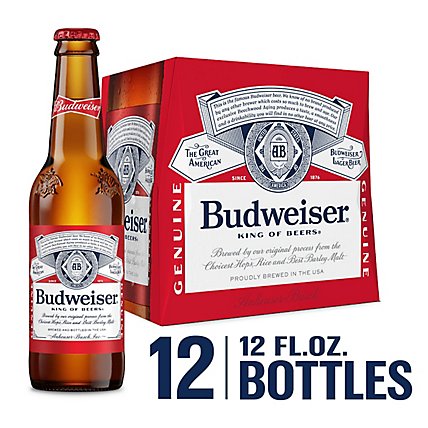 Budweiser Beer Bottles - 12-12 Fl. Oz. - Image 1