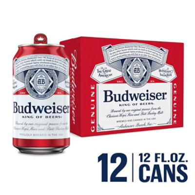 Budweiser American Lager Beer in Cans - 12 - 12 Fl. Oz. - Image 1