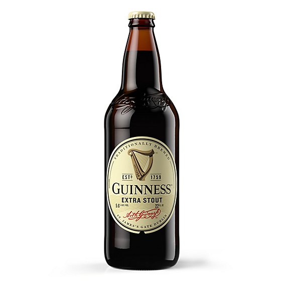 Guinness Extra Stout Beer 5.6% ABV Single Bottle - 22 Oz