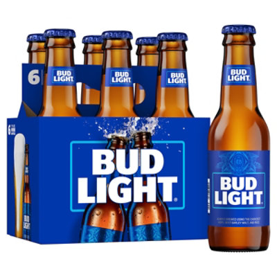 Bud Light American Lager Beer in  Mini Bottles - 6 - 7 Fl. Oz. - Image 1