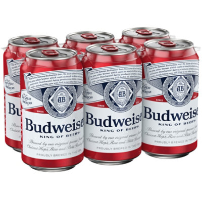 Budweiser American Lager Beer in Cans - 6 - 12 Fl. Oz. - Image 1