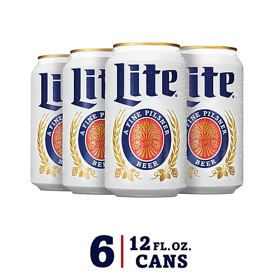 Miller Lite Beer American Style Light Lager 4.2% ABV Cans - 6-12 Fl. Oz.