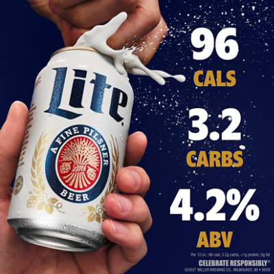 Miller Lite Beer American Style Light Lager 4.2% ABV Bottles - 6-12 Fl. Oz. - Image 3