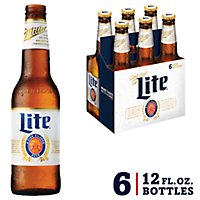 Miller Lite Beer American Style Light Lager 4.2% ABV Bottles - 6-12 Fl. Oz. - Image 1