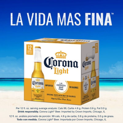 Corona Light Mexican Lager Light Beer 4.0% ABV Bottle - 12-12 Fl. Oz. - Image 3