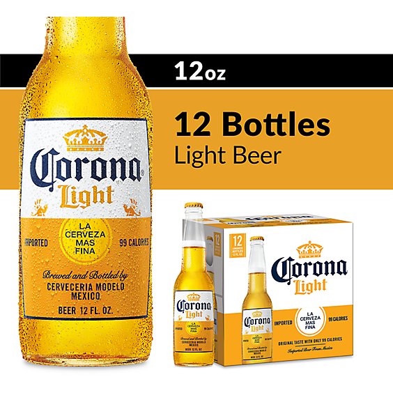 Corona Light Mexican Lager Light Beer 4.0% ABV Bottles - 12-12 Fl. Oz.
