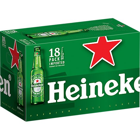 Heineken Beer Premium Lager Bottles - 18-12 Fl. Oz.