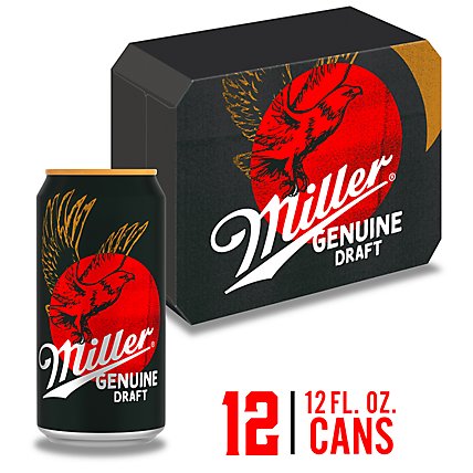 Miller Genuine Draft Beer American Style Lager 4.6% ABV Cans - 12-12 Fl. Oz. - Image 1