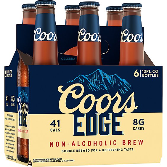 Coors Edge Non Alcoholic Lager 0.4% ABV Bottles - 6-12 Fl. Oz.