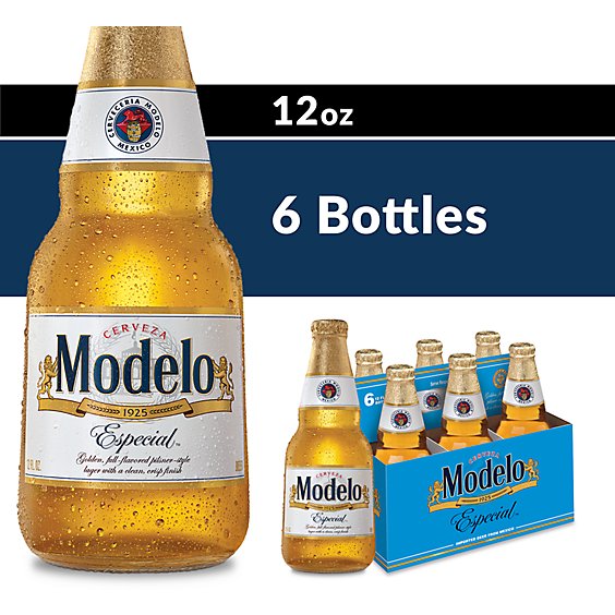 Modelo Especial Lager Mexican Beer 4.4% ABV Bottles - 6-12 Fl. Oz.