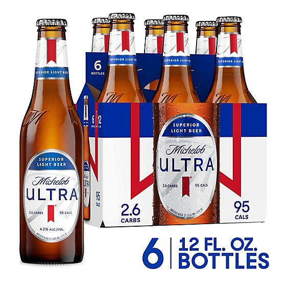 Michelob ULTRA Light Beer Pack In Bottles - 6-12 Fl. Oz.