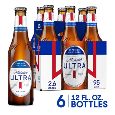 Michelob ULTRA Superior Light American Lager Beer in Bottles - 6 - 12 Fl. Oz. - Image 1