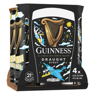 Guinness Draught Stout Beer 4.1% ABV Cans - 4-14.9 Oz - Image 1