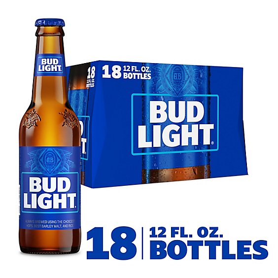 Bud Light Beer Bottles - 18-12 Fl. Oz.