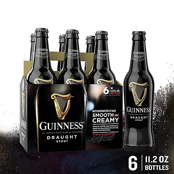 Guinness Draught Stout Beer 4.2% ABV Bottles - 6-11.2 Oz