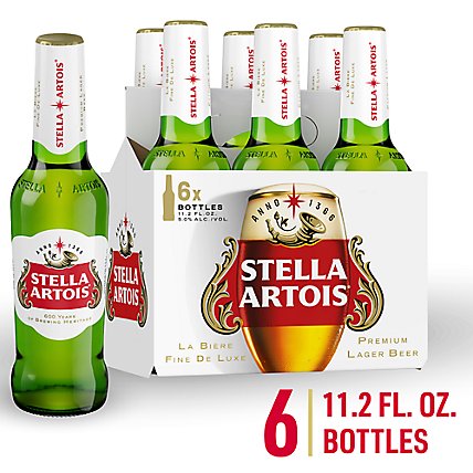 Stella Artois Lager Beer Bottles - 6-11.2 Fl. Oz. - Image 1